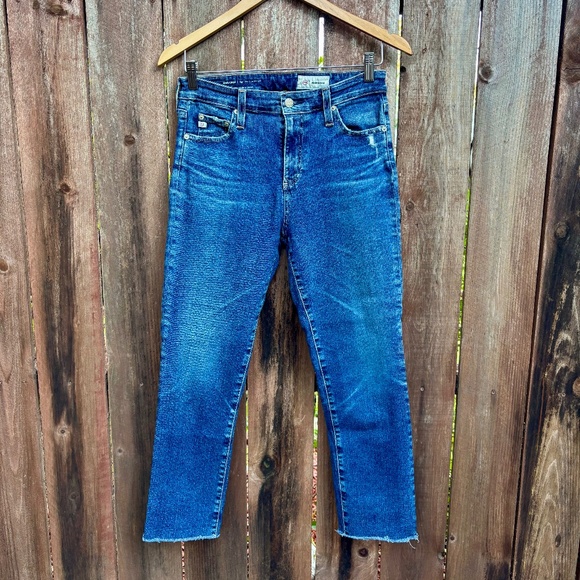 AG ADRIANO GOLDSCHMIED Mari Crop High-Rise Slim Straight Jean Raw Hem 28R - Picture 3 of 9